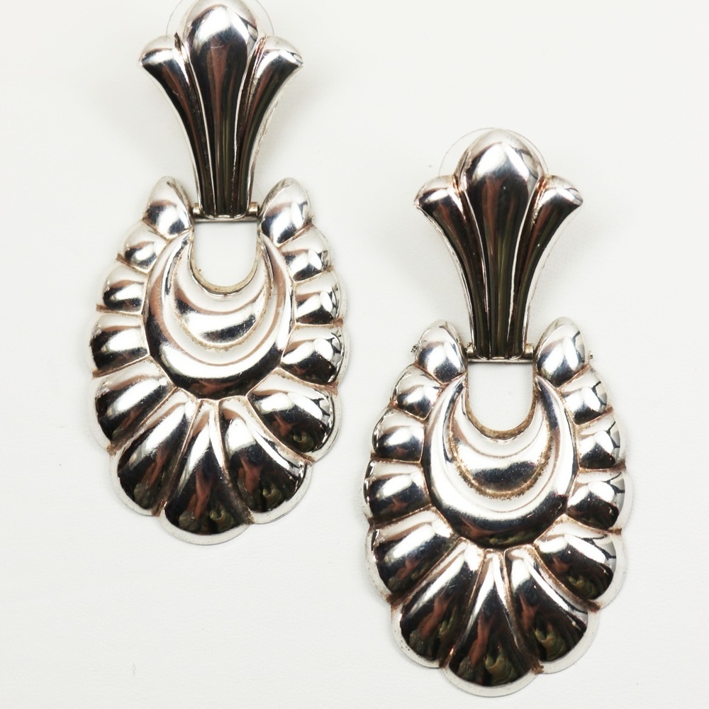 Taxco Sterling Silver Large Dooknocker Earrings